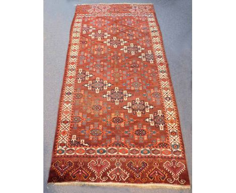 Yomut Hauptteppich. Turkmenistan. Antik.317 cm x 173 cm. Handgeknüpft. Wolle auf Wolle. Frühes Sammlerstück. Wohl Mitte 19. J