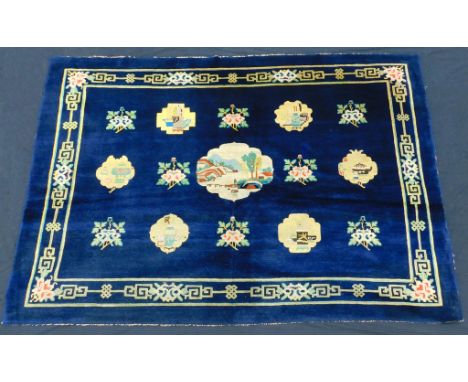 Baotou Teppich. Querformat. Antik.169 cm x 244 cm. Handgeknüpft. Wolle auf Baumwolle. Circa 100 - 130 Jahre alt. Zustand sieh