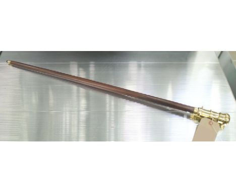 WALKING STICK, with brass caps, 94cm L.