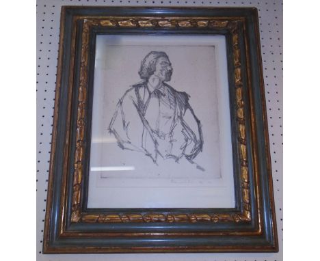 WILLIAM AUERBACH-LEVY (American 1889 - 1964) 'Poet du Quartier' soft-ground etching, 1914, 30cm x 24cm. Artist's Proof, Abbot