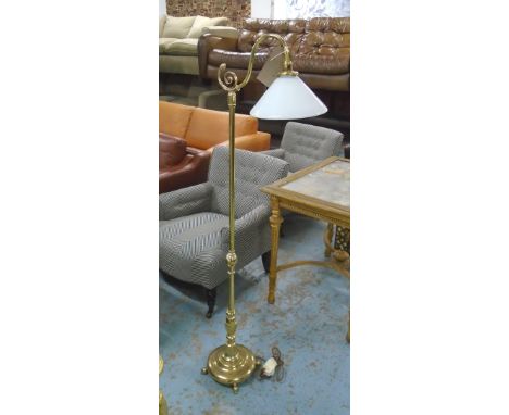 READING LAMP, Victorian style, brass 147cm H.