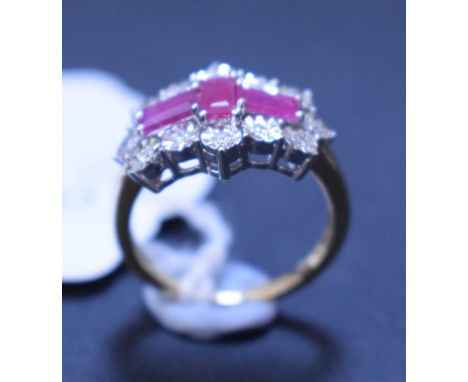 A 9ct gold ruby and diamond ring, approx. ring size M ½ 