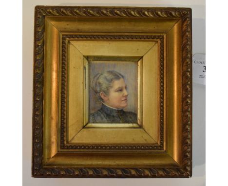 A 19th century portrait miniature, of a lady, watercolour, 6 x 5 cm