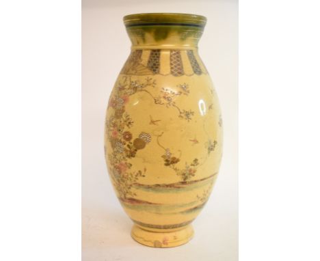 A Japanese Satsuma pottery vase, 30.5 cm high, other ceramics, glass, a picnic hamper, coins and other items (qty)