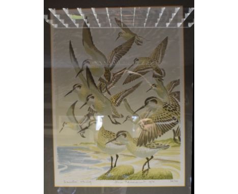 A John Tennent colour lithographic print, Tawny Owl, signed in pencil and dated 1979, 15/95, and three others by the same, Li