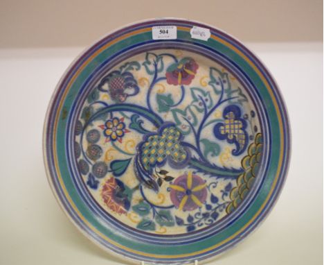 A Carter, Stabler & Adams Poole Pottery charger, decorated stylised flowers and foliage, SL/A (?), 528, 38 cm diameter