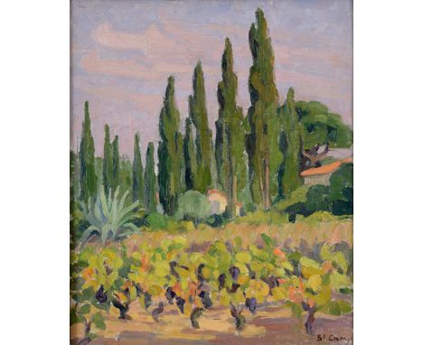 ɑ Blanche Camus, Vignes devant les Cypres, oil on canvas, signed, label verso, 44 x 37 cm  See inside front cover colour illu