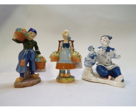Three Royal Worcester figures, Hen Party, 3501, Dutch Girl, 2922, and Dutch Boy, 2925 (3) 