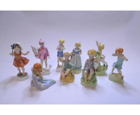 Nine Royal Worcester figures, including Let's Run and Old Friends (9)