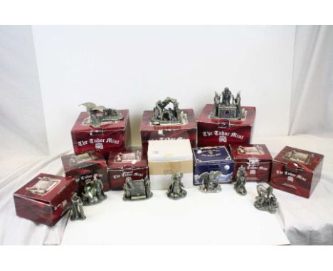 A quantity of boxed Myth and Magic The Tudor Mint figures.