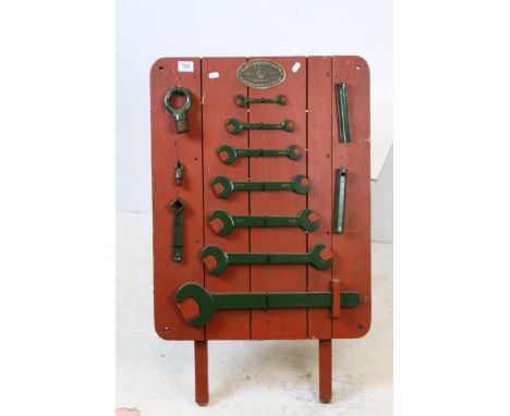 Travelling Sales Man Tools and Hardware Display mounted on a Painted Board with a Brass Plaque ' Duke &amp; Ockenden ' 57cms 
