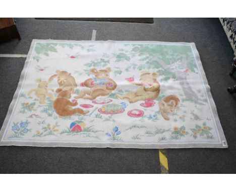 Vintage Children's Teddy Bear Picnic Rug