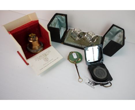 Mixed Lot including T.G Co Ltd Mark 1 Magnetic Marching Compass, Pair of Lorgnette, Boxed Queen Elizabeth II Coronation Souve