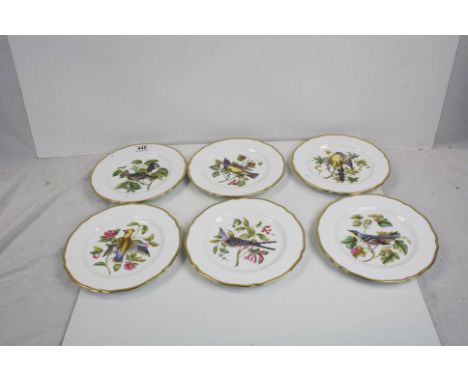 A set of six Spode cabinet plates decorated  with exotic birds, inscribed to underside with description of species.