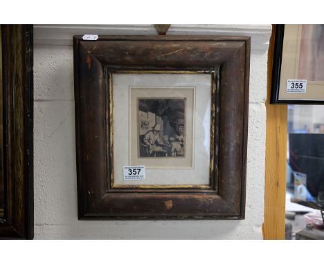 18th / 19th century a Framed Medieval Portrait of a Teacher with Scholars, signed with monogram