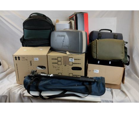Large Quantity of Photographic and Developing Equipment including Camera Bags, Lenses, Tripod, Printer, Slide Cases, etc