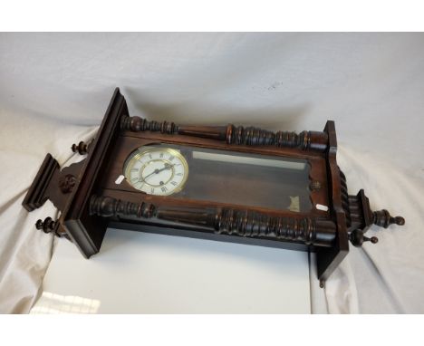 19th century Eight Day Hanging Wall Clock with White Enamel Face, 93cms high