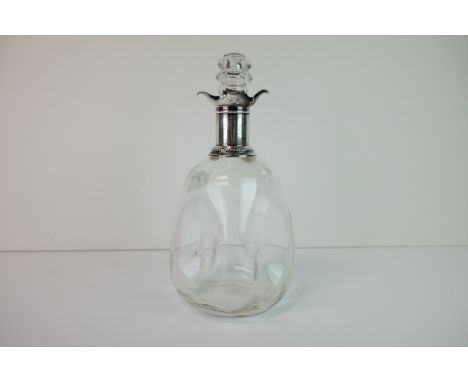 Dimple Glass Decanter with Silver Collar, Chester 1900, 24cms high