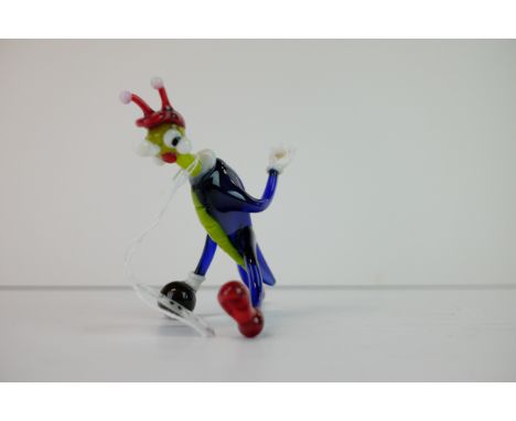 Murano Style Coloured Glass Model of a Cricket with a Bowling Ball,10cms high