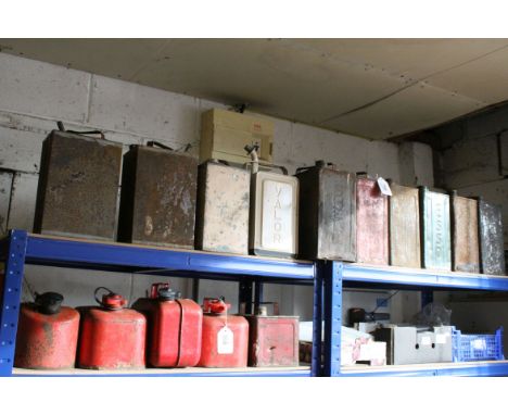 Sixteen Petrol Cans including Esso, Pratts, 2 Shell Motor Spirit, 3 Ready Can, Never Stop and 8 others