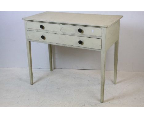 Painted Pine Side Table with Three Drawers, 92cms long x 76cms high