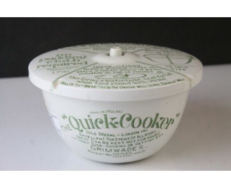 Early 20th century Grimwades Ceramic ' Quick-Cooker ' Bowl with transfer printed instructions, 17cms diameter