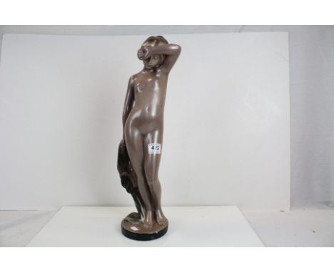 Tall Ceramic Nude Figure of a Woman holding a Robe, 55cms high