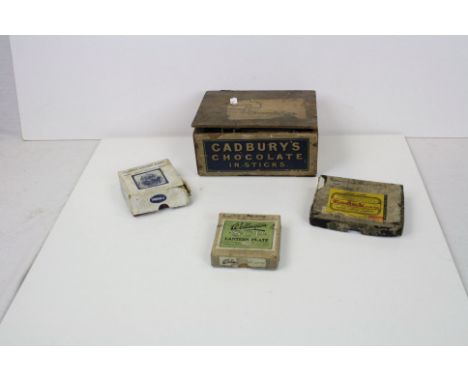 A quantity of early 20th century photographic slides mainly portraits topography,group of glass negatives and two boxed magic