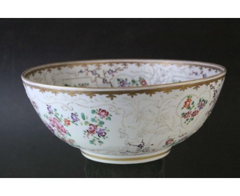 Chinese Export Famille Rose Porcelain Bowl, with floral enamel decoration, 25cms diameter