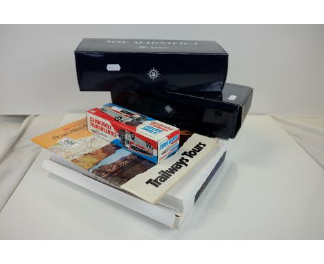 Travel - Two Boxed Models of MSC Magnifica and MSC Poesia, Boxed Charmy Toys Continental Trailways Silver Eagle, Printed comm