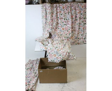 Four Pairs of Floral Patterned Curtains