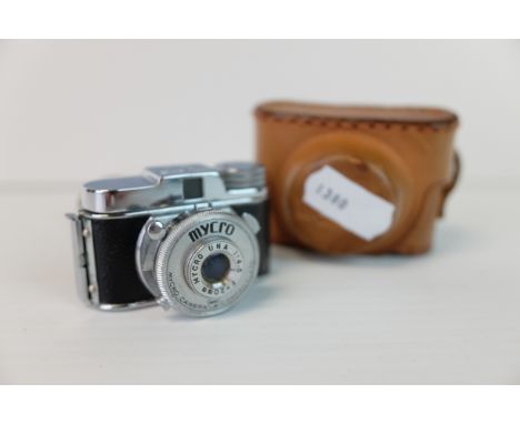 Miniature Mycro III A Camera in Leather Case, 5cms long