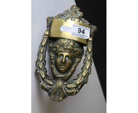 Antique Brass Door Knocker of Classical Form
