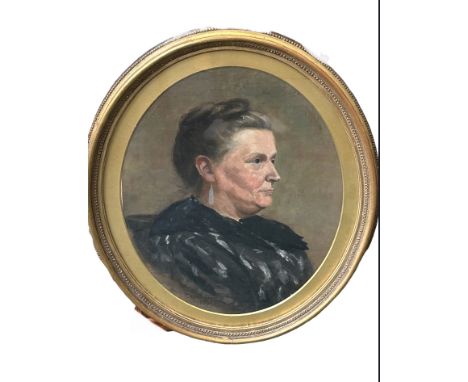 Framed portrait of a lady Emma Jane Farrar (1830-1907). Biographical details available, signed Oscar Allan 1891. Title to ver