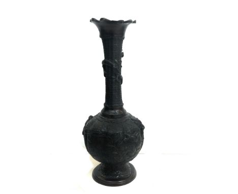 Oriental ornate bronze vase 