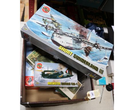 18 Airfix unmade kits. Scales 1:48. 1:72, HO/OO etc. Including Short Sunderland III. V1 Flying Bomb &amp; Gloster Meteor III.