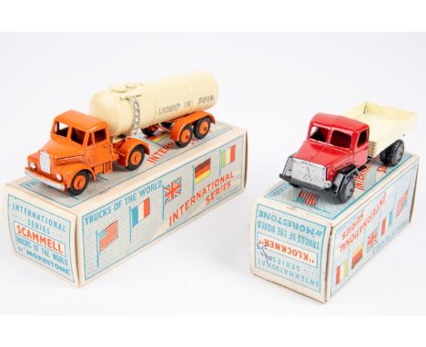 Morestone International series  "Klockner " open back truck ,with red cab and off white open back , silver metal wheels with 