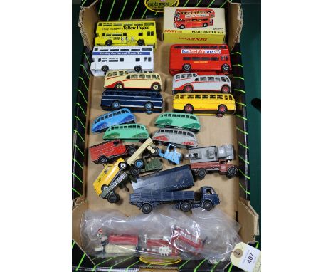 19x Dinky Toys. Including; 2x Routemaster buses (289) - one example boxed. 2x Leyland Atlantean buses. 2x Observation coaches