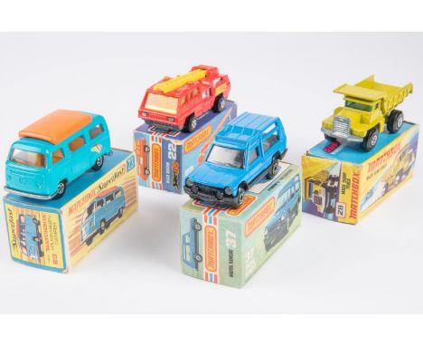 4 Matchbox Superfast. 22e Blaze Buster. Red body with amber glazing, yellow ladder with unpainted base, FIRE labels to sides.