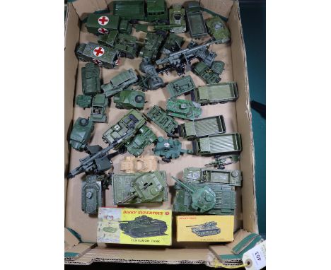 30x Dinky Toys Military vehicles. Including; 2x Centurion Tank, Char. AMX 13 Tonnes, Stalwart, Armoured Personnel Carrier, Fi