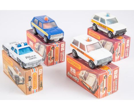 4 Matchbox Superfast Range Rover No.20. A French issue example in dark blue with orange light, 'Securite-Rallye Paris-Dakar 8