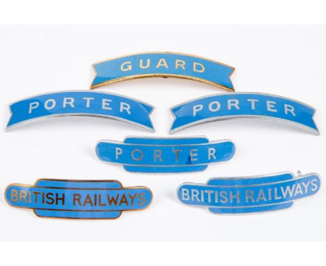6x British Railways (Scottish Region) totem and fishtail style cap badges by Fattorini &amp; Sons, Gaunt, etc (one unmarked).