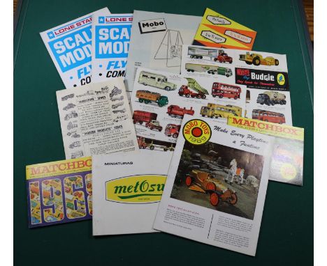 Quantity of vintage catalogues and toy related ephemera, Incuding a Mobo toys fold out catalogue, 2 Lone star Flyers fold out