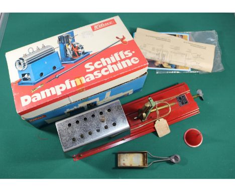 2x Live Steam marine engines suitable for model boats. Both single cylinder tablet fuelled. A Wilesco D52 Marine Engine, with
