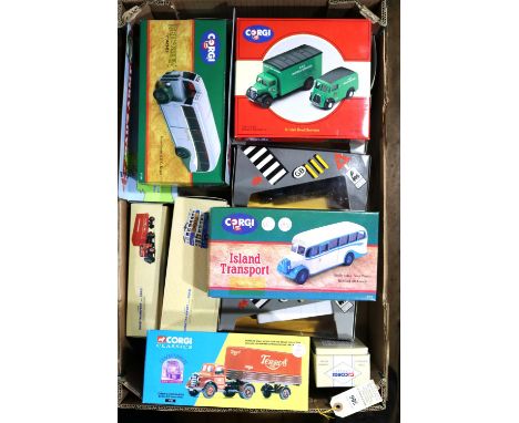 16 Corgi Classics. Including a 2-vehicle set: Bedford Pantechnicon &amp; Morris J Van, BRS. Karrier W Utility Trolleybus, Bra