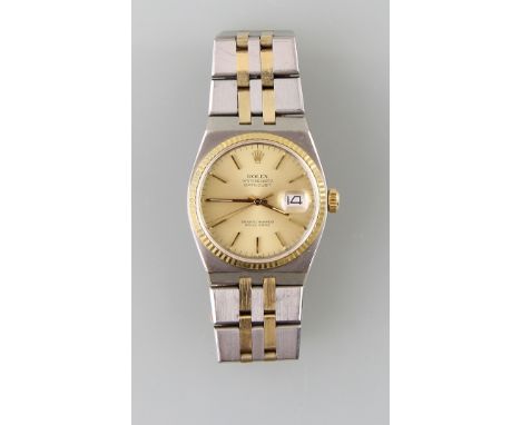 HAU "Rolex Oyster Quartz Datejust"Gehäuse und Band Stahl und Gelbgold 18kt., originale Krone mit Firmenlogo, Quarzwerk, goldf