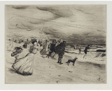 Konvolut von neun Arbeiten deutscher ImpressionistenEnthalten sind Arbeiten von Karl Hofer (1878 - 1955, Radierung "Spaziergä