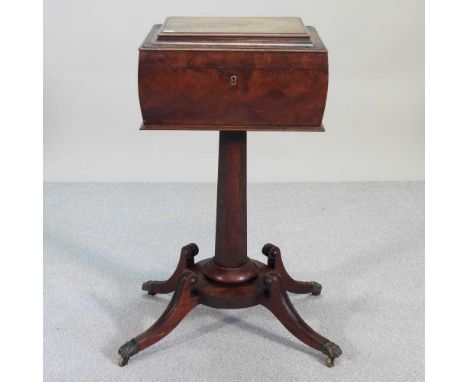 A Regency fruitwood teapoy, on splayed legs54w x 40d x 79h overall