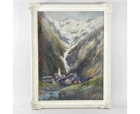 Georgiana M. Forde, 19th century, Swiss landscape, signed, watercolour, 49 x 35cm, together with a book Christ The King of Lo