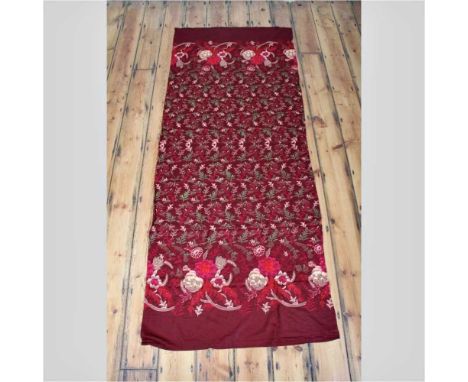 An embroidered wool shawl, 227 x 90cm